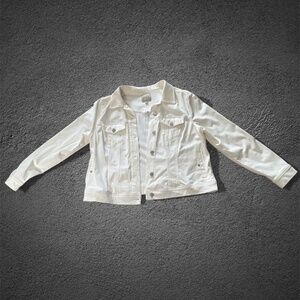 Liverpool White Cotton Easy Layering Jean Jacket  Size XL   See Notes